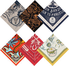 Women's Western Cotton Bandanas 22x22 Inches 6 Pack for Festival Cowboy Style