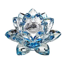 3Inch Crystal Lotus Flower, Blue Accent Decorative Centerpiece, Table and She...