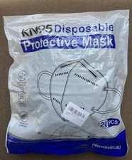 New In Package KN95 Disposable Protective Face Mask Black 20 pcs per bag
