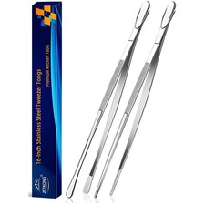 2-Piece 16" Stainless Steel Kitchen Tweezers Set