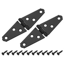 2Pcs Strap Hinges 2 Inch Shed Door Hinges Gate Hinge with Screws Black