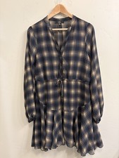 Lulus Women’s NWOT size small blue plaid long sleeve mini dress
