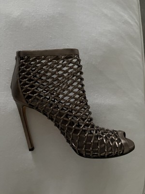 GUCCI bronze open Toe Zip Heel Boot Cut Heels 