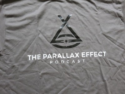 THE PARALLAX EFFECT PODCAST T-SHIRT GRAY. NEW SIZE LARGE