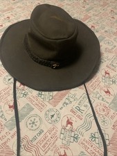 BARMAH Brown Leather Squashy Kangaroo Outback Hat Size M Made in Australia