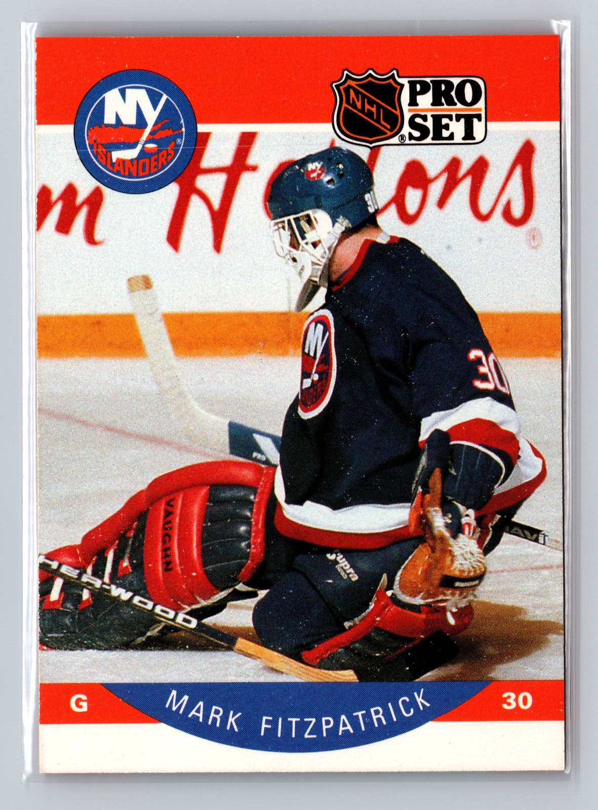 1990-91 Pro Set 181 Mark Fitzpatrick New York Islanders RC Goalie Hockey Card