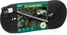 Flat Soaker Hose 10FT Lightweight and Flexible Irrigation 10FT, Black 
