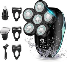 Head Shaver, Upgrade 6 in 1 Electric Head Shaver IPX7 Waterproof Cordless Rotary