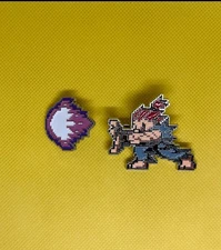 Retro 8 Bit Akuma Street Fighter 2 piece enamel pin fitted cap lapel pin