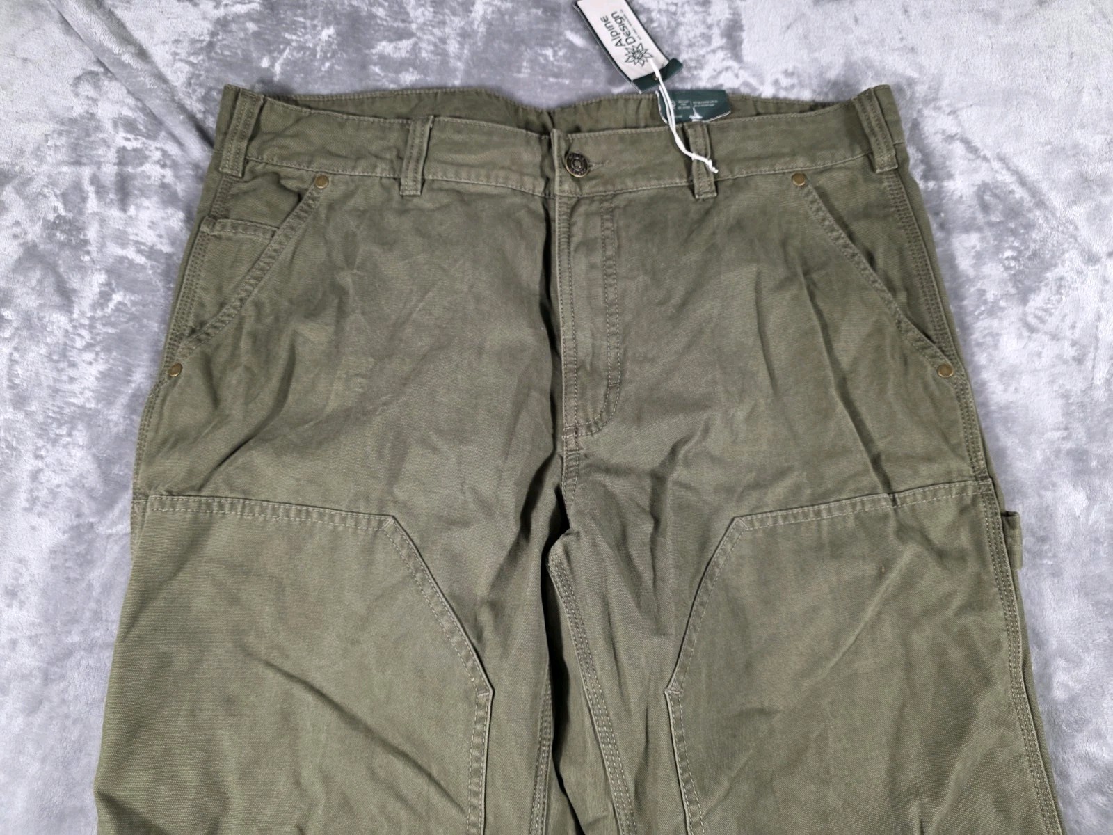 NWT Alpine Design Utility Pants Vtg Olive Casual Outdoor Organic Cotton 34x30