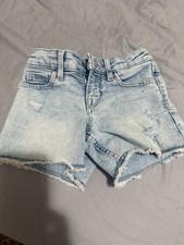 GAP Girls Size 6 Slim Fit Stretch Midi Cut-Off Denim Shorts Light Wash