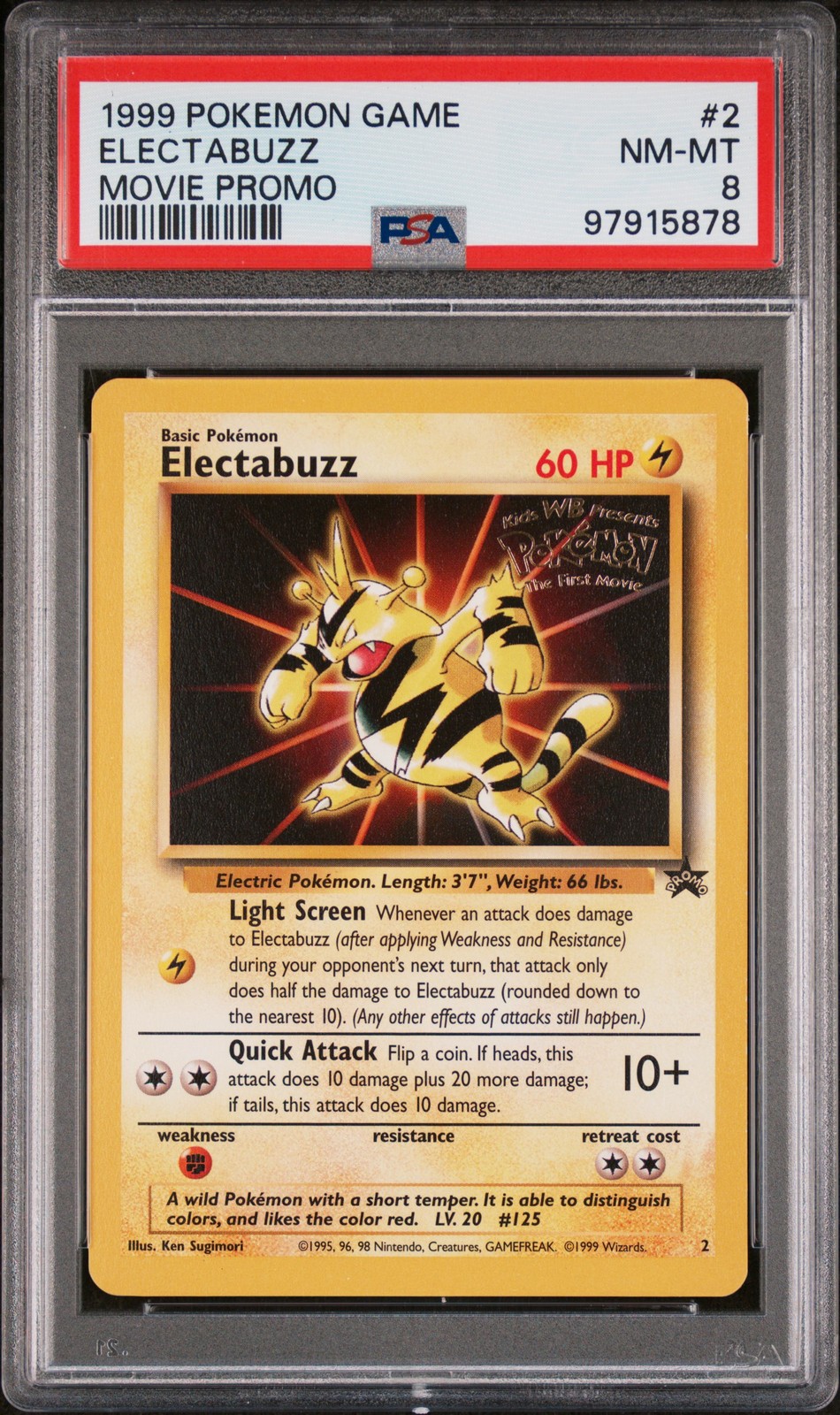 1999 POKEMON GAME MOVIE PROMO #2 ELECTABUZZ PSA 8