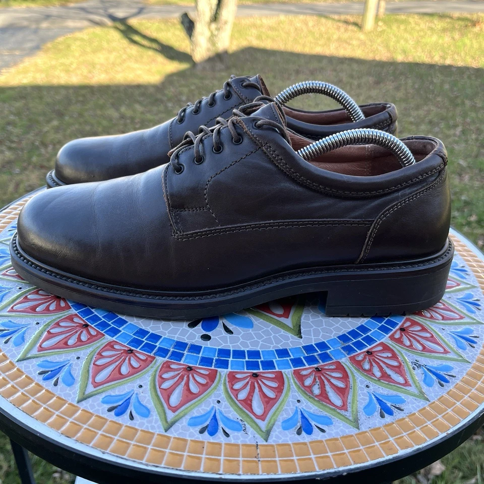 Vintage G.H. Zapatos Derby Bass and Co Para Hombres 10M Cuero Marrón Punta Lisa Hechos en Italia Foto 2 de 4