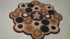 Primitive Wool Applique Gingerbread Man Layered Pennies Penny Rug Table Mat