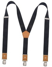 Suspenders for Men Adjustable Y Back Elastic with Strong Clips 47 inches Black