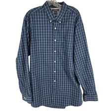 Eddie Bauer Shirt Mens Extra Large Tall XLT Blue Plaid Button Down Long Sleeve