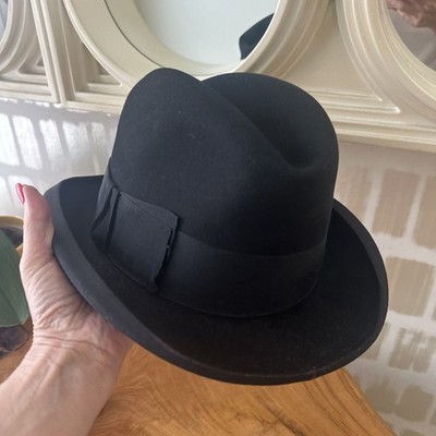 Herbert Johnson London For Brooks Brothers 40s  Black Wool & Grosgrain Homburg