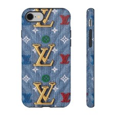 Funda de teléfono con diseño de estampado adhesivo azul denim, funda protectora para teléfono
