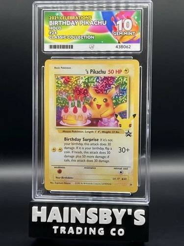 Pokémon TCG Birthday Pikachu #24 Celebrations 25th Ace 10 Gem Mint