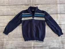 Gymboree Outlet 5/6 Navy Blue Quarter Zip Sweater Pullover With Stripes