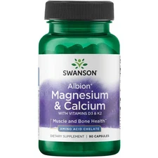 Swanson Albion Chelated Magnesium and Calcium 2:1 90 Veggie Capsules