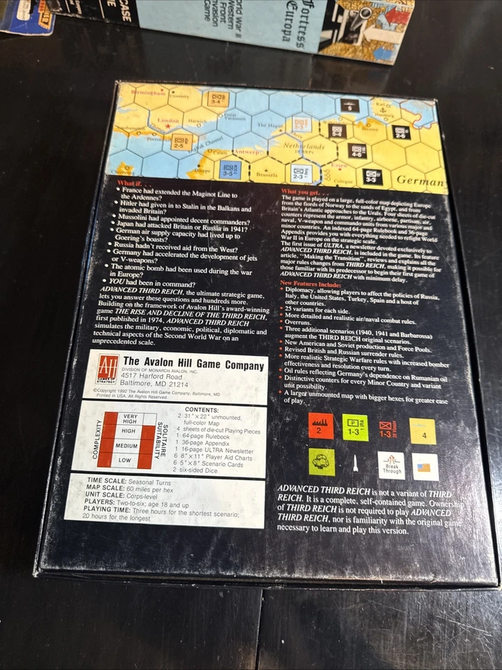 Avalon Hill WWII Land Combat Advanced Third Reich Box VG+ UNPUNCHED - Image 2 of 4