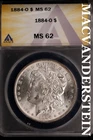 1884-O Morgan Dollar - ANACS MS 62 - Scarce  No Reserve  #SLK625