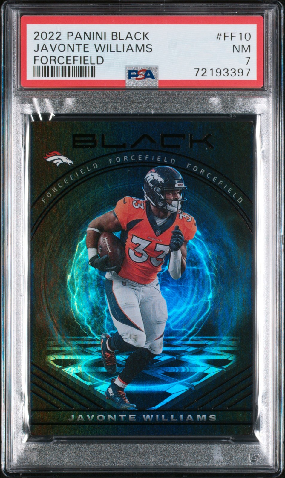 2022 Panini Black Forcefield #FF10 Javonte Williams Forcefield PSA 7