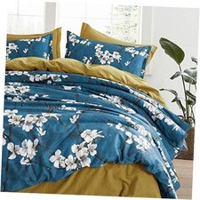 Almond Tree Blossom Floral Duvet Cover Chinoiserie Chic King Prussian Blue