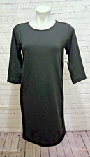 Gap Basic Black Shift Dress 3/4 Sleeve Stretch Career Cocktail Funeral Size S