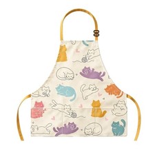 Cat Short Apron with Pockets for Men and Women, Kitchen Apron for Adults,