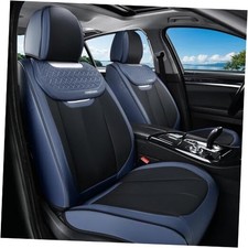 Seat Covers, Breathable Perforated Nappa Leather Car Seat Front Blue Balck