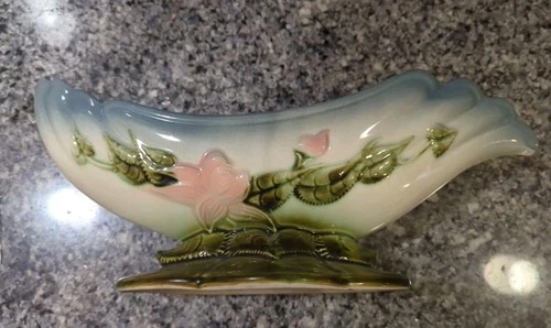 Vintage Hull Pottery Glossy Woodland pattern 14 1/4" Console Bowl W 29 USA