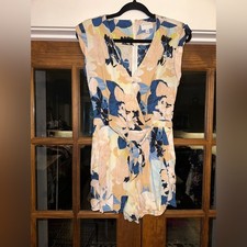 EUC Witchery Size 8 Floral Wrap Romper in Blue and Cream
