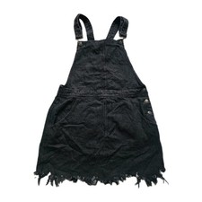Vintage Jean Skirt Black Denim W34 H44 UK16 Mini Y2K Retro Style Dungaree Skirt