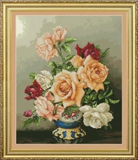 Counted cross stitch kit DIY unprinted canvas Bouquet of roses Needlework 116