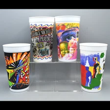 Rock Art Charity Cup Lot of 4 Vintage 1991 Taco Bell George Michael Scorpions