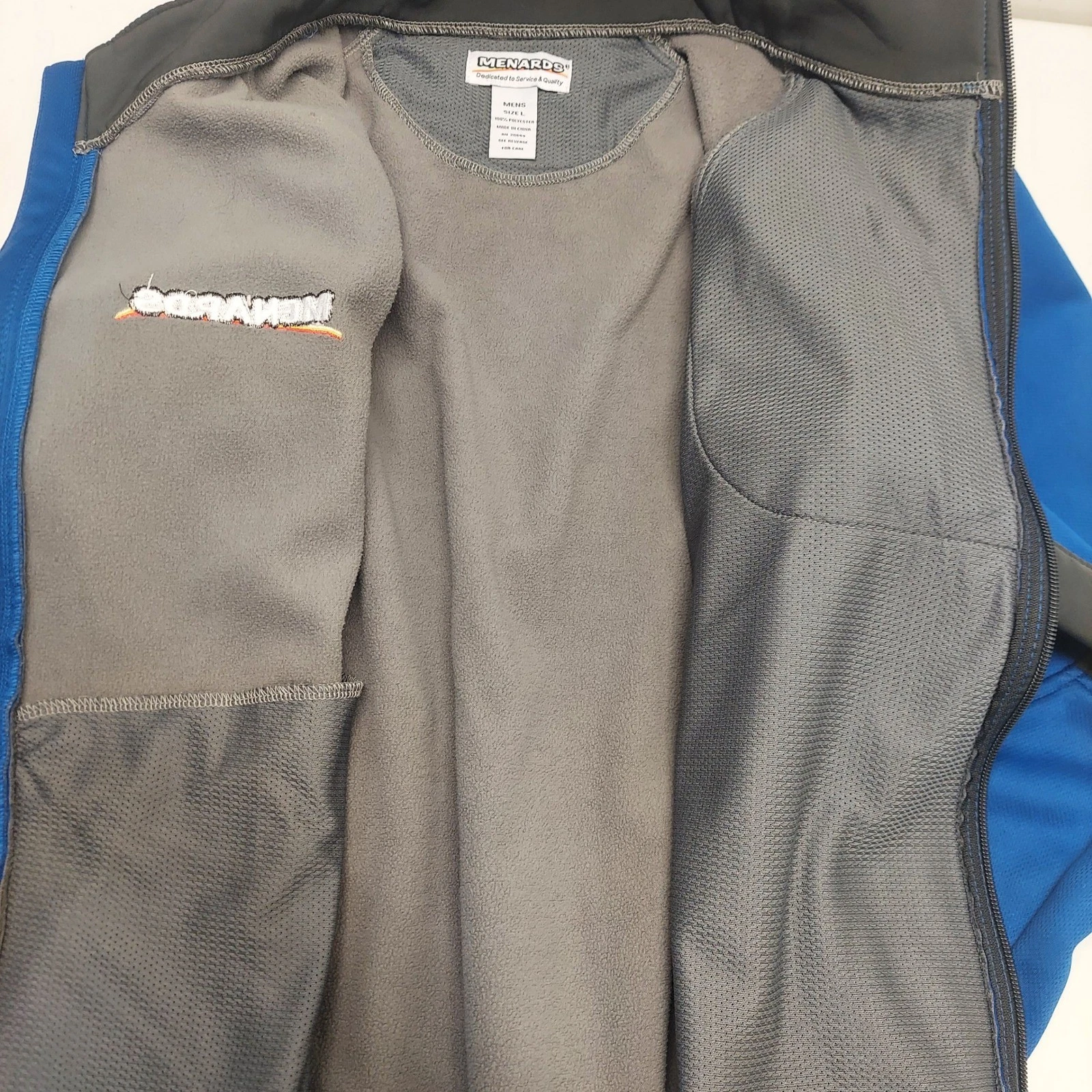 Menards Mens Softshell Jacket Blue Gray Full Zip Fleece Lined Size Large image 6