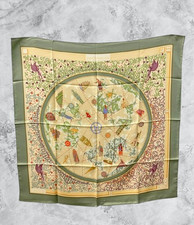HERMES Carre 90 www.hermes.com Silk Scarf Beige W 90cm Japan [Used]			