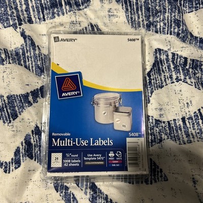 Avery 5408 3/4'' Round Removable Multi-Use Labels 1008 / 42 Sheets New