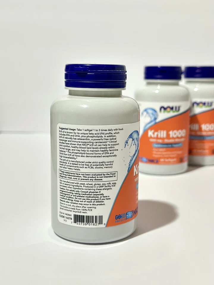 NOW FOODS Krill Doble Fuerza 1000 mg 60 Cápsulas Blandas - Omega 3/Aceite de Pescado  Foto 3 de 3