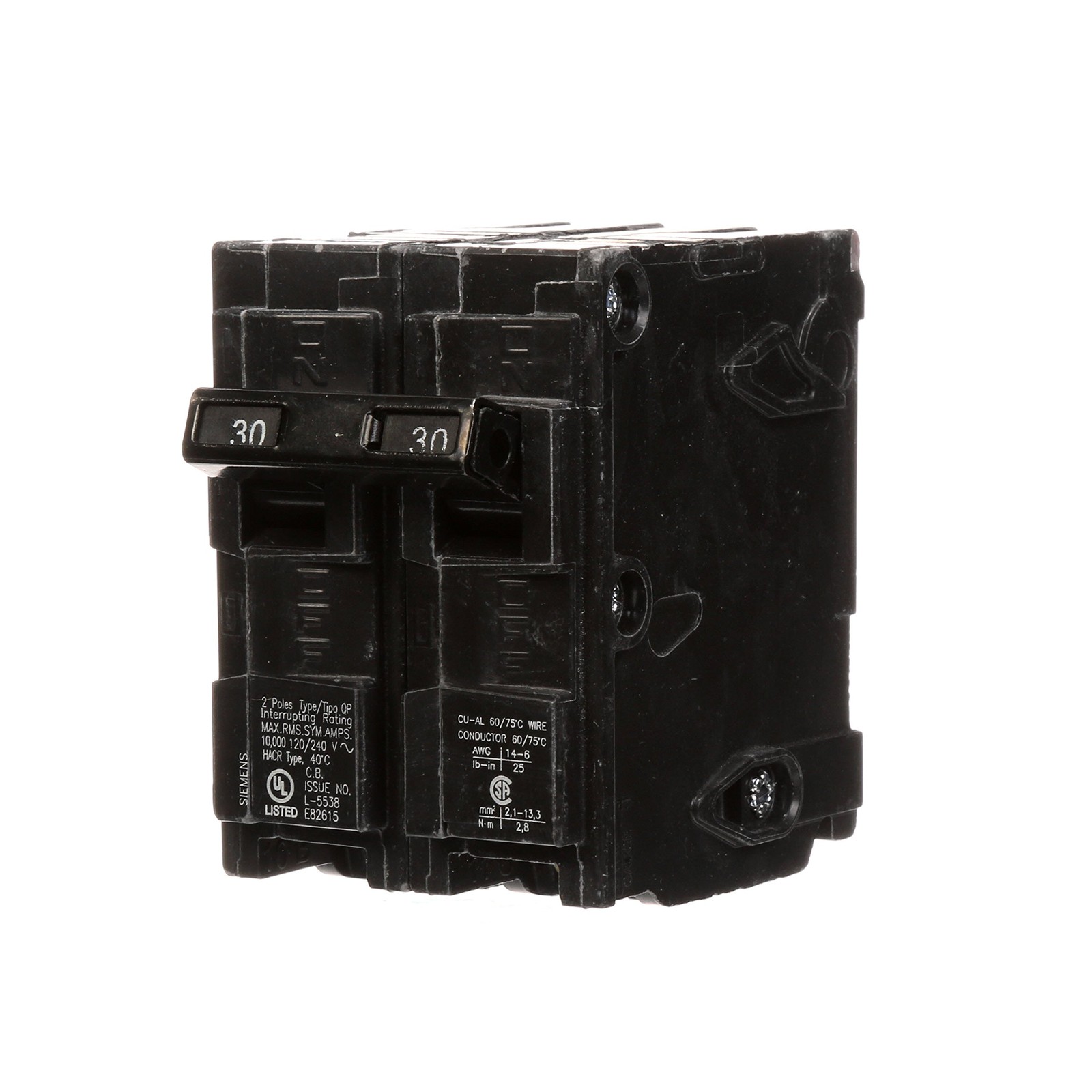 SIEMENS Q230 30-Amp Double Pole Type QP Circuit Breaker 30 Amp, black