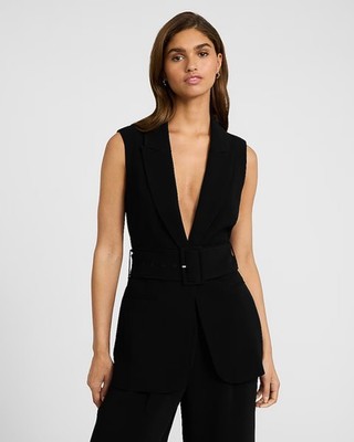 Signature Crepe Long Belted Blazer Vest NWT Express suit sexy business editor S | eBay Signature Crepe Long Belted Blazer Vest NWT Express suit sexy business editor S | eBay