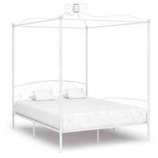 Four poster bed, Decorative white metal frame, ~160x200cm