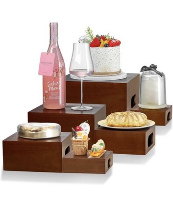 6 Pcs Buffet Risers Wooden Food Risers For Buffet Table Party Catering Desserts