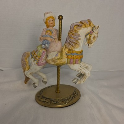 Willitts carousel horse figurine solid brass 1986 girl with doll 