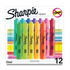 Tank Highlighters, Chisel Tip, Assorted Fluorescent Colors, 12 Count - Back t...