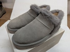 Natural Reflections Fur Trim Trimmed Bootie Suede Slippers Shoes Women's 10 Gray