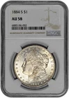 1884 S $1 Silver Morgan Dollar NGC Graded AU 58 in New Holder