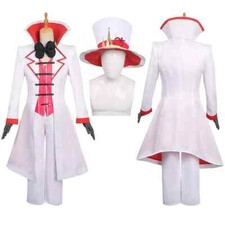 Hazbin Hotel Lucifer Cosplay Costume Uniform Halloween Party Full Set Hat Cap